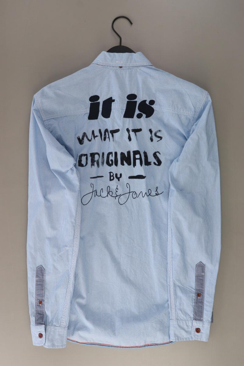 Jack & Jones Langarmhemd für Herren Gr. M blau aus Baumwolle