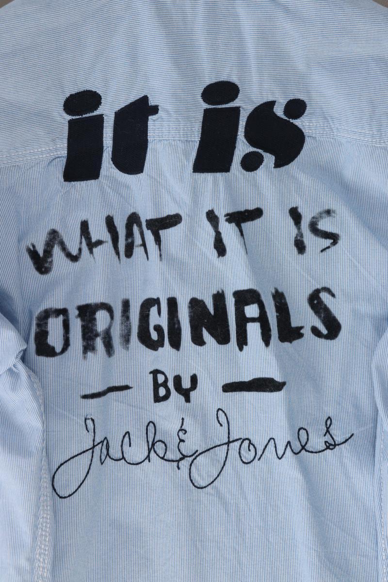 Jack & Jones Langarmhemd für Herren Gr. M blau aus Baumwolle
