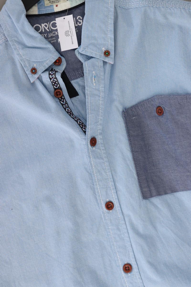 Jack & Jones Langarmhemd für Herren Gr. M blau aus Baumwolle