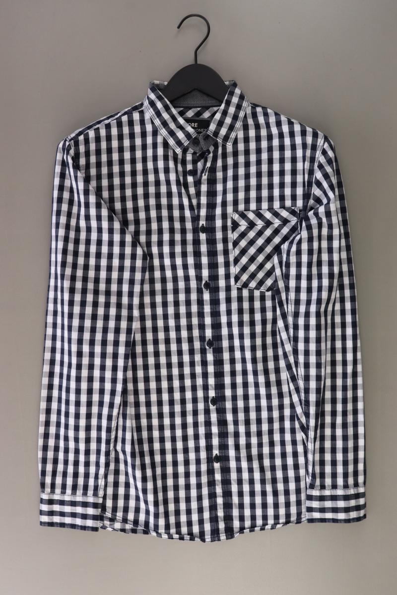 Jack & Jones Karohemd für Herren Gr. M kariert Langarm blau aus Baumwolle