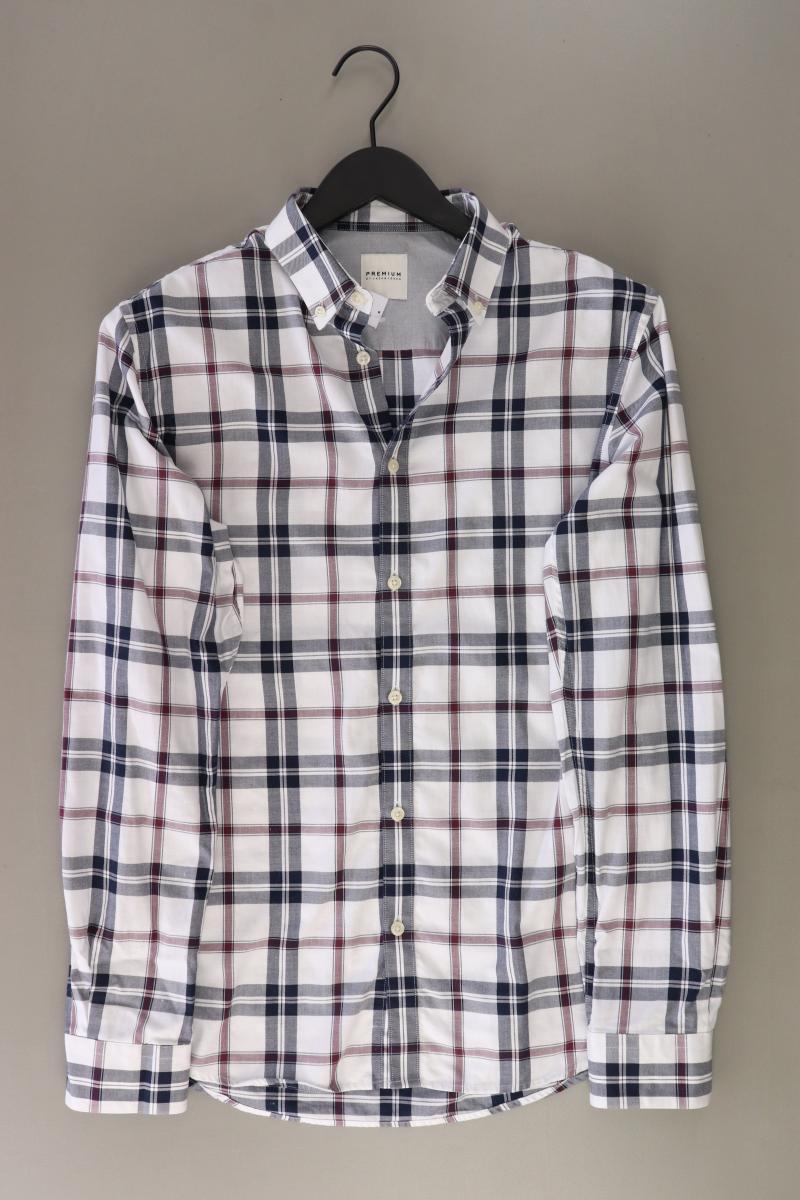 Jack & Jones Karohemd für Herren Gr. M kariert Langarm weiß aus Baumwolle