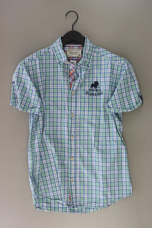 Jack & Jones Karohemd für Herren Gr. M kariert Kurzarm grün aus Baumwolle