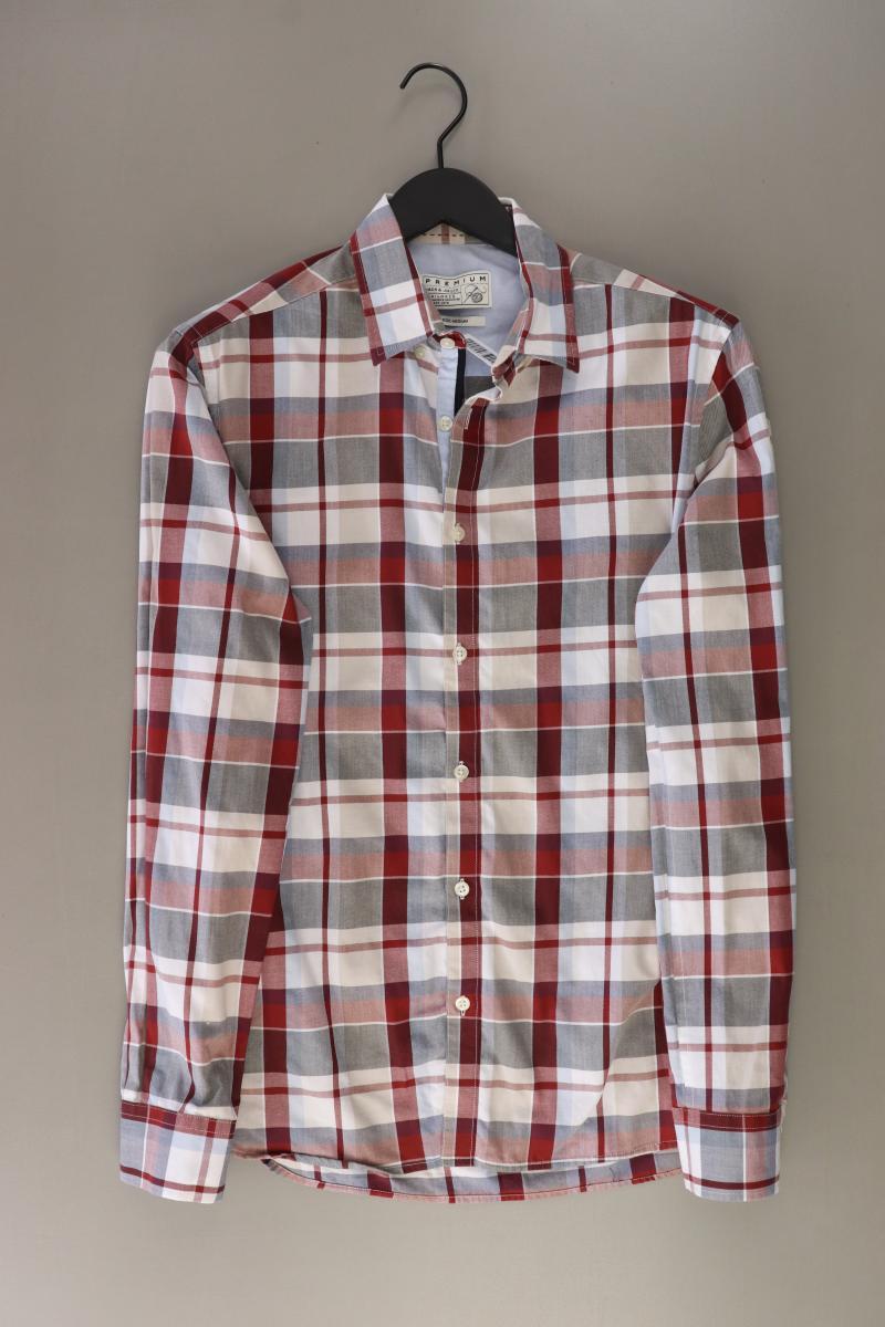Jack & Jones Karohemd für Herren Gr. M kariert Langarm rot aus Baumwolle