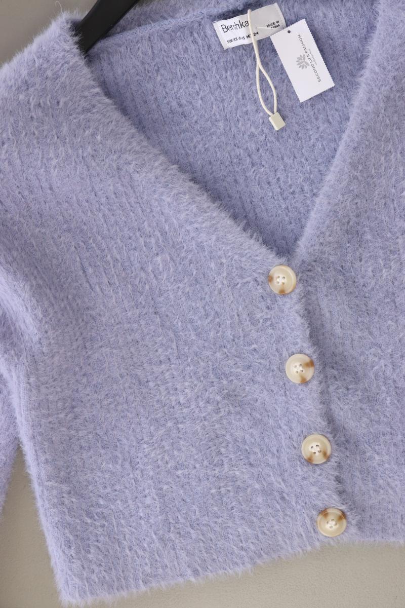 Bershka Crop Cardigan Flieder Gr. XS Langarm lila aus Polyester