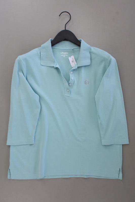 Adagio Poloshirt Gr. 44 neuwertig 3/4 Ärmel blau aus Baumwolle
