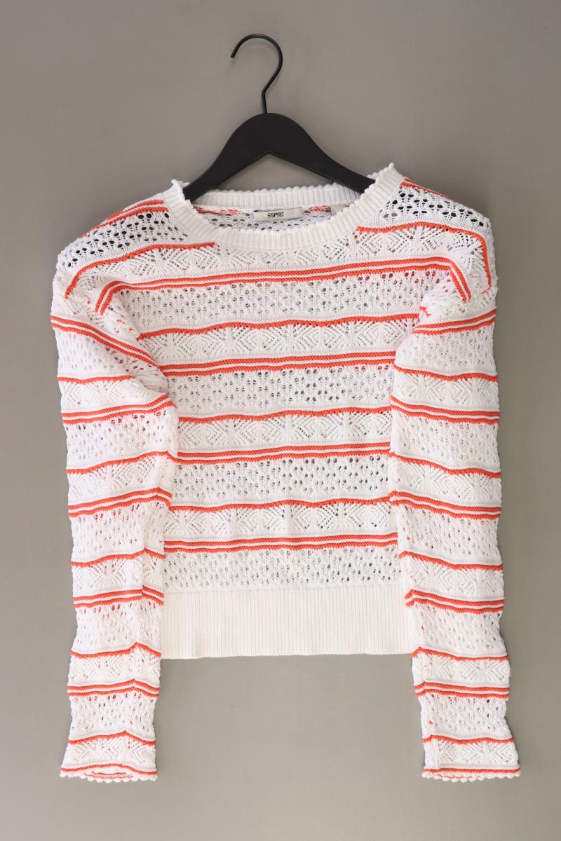 Esprit Grobstrickpullover Gr. L gestreift weiß aus Baumwolle