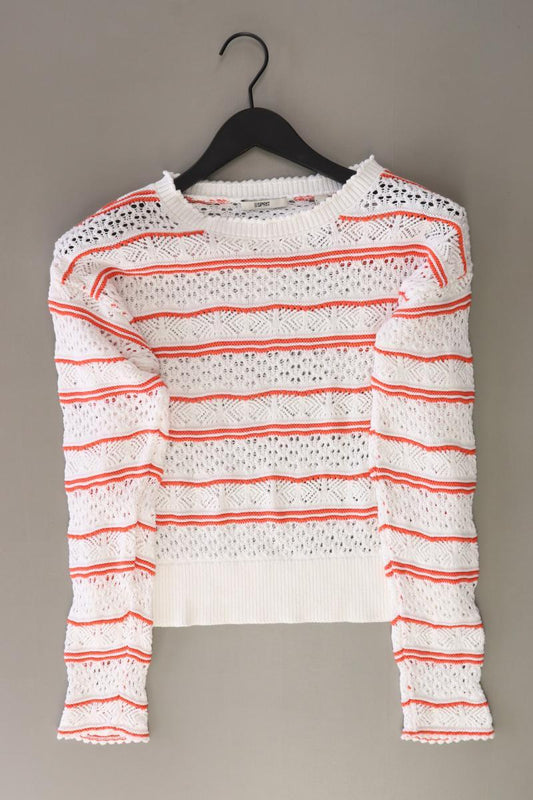 Esprit Grobstrickpullover Gr. L gestreift weiß aus Baumwolle