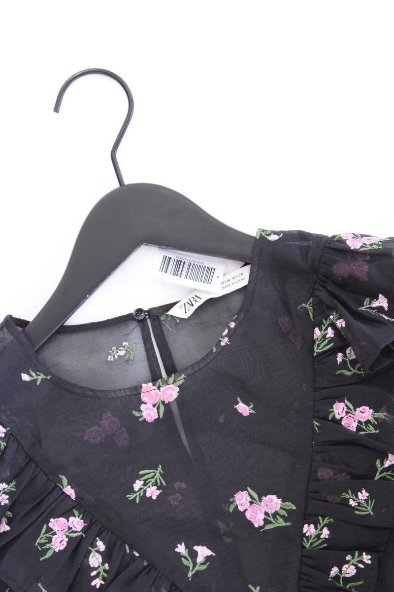 Zara Classic Bluse Gr. M mit Blumenmuster 3/4 Ärmel schwarz aus Polyester