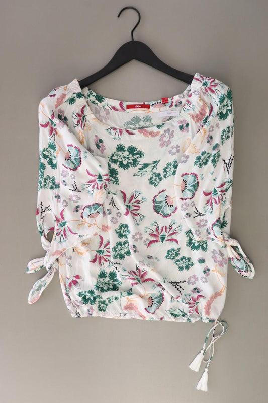 s.Oliver Regular Bluse Gr. 36 mit Blumenmuster 3/4 Ärmel weiß aus Baumwolle