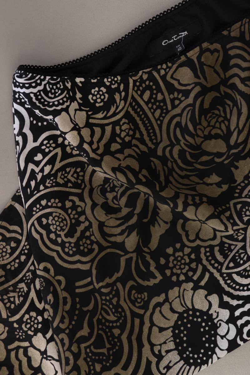 one touch Stretchrock Gr. 40 mit Blumenmuster schwarz aus Polyester
