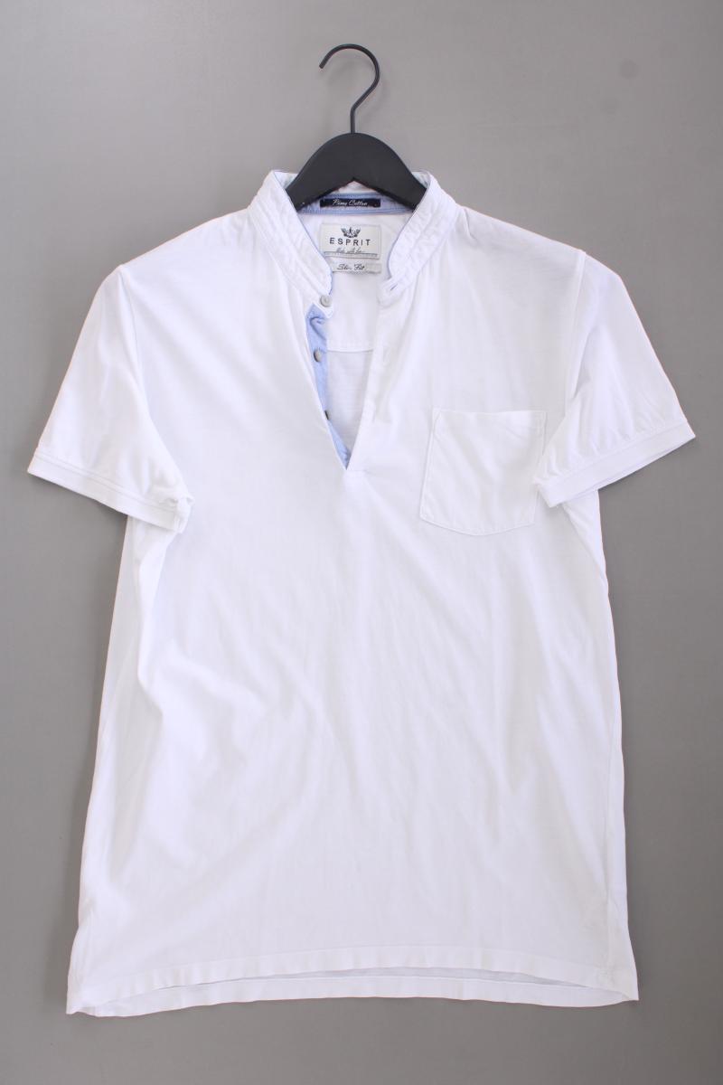 Esprit T-Shirt für Herren Gr. M Kurzarm weiß aus Baumwolle