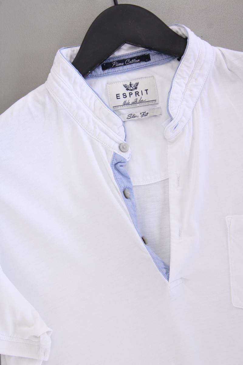 Esprit T-Shirt für Herren Gr. M Kurzarm weiß aus Baumwolle