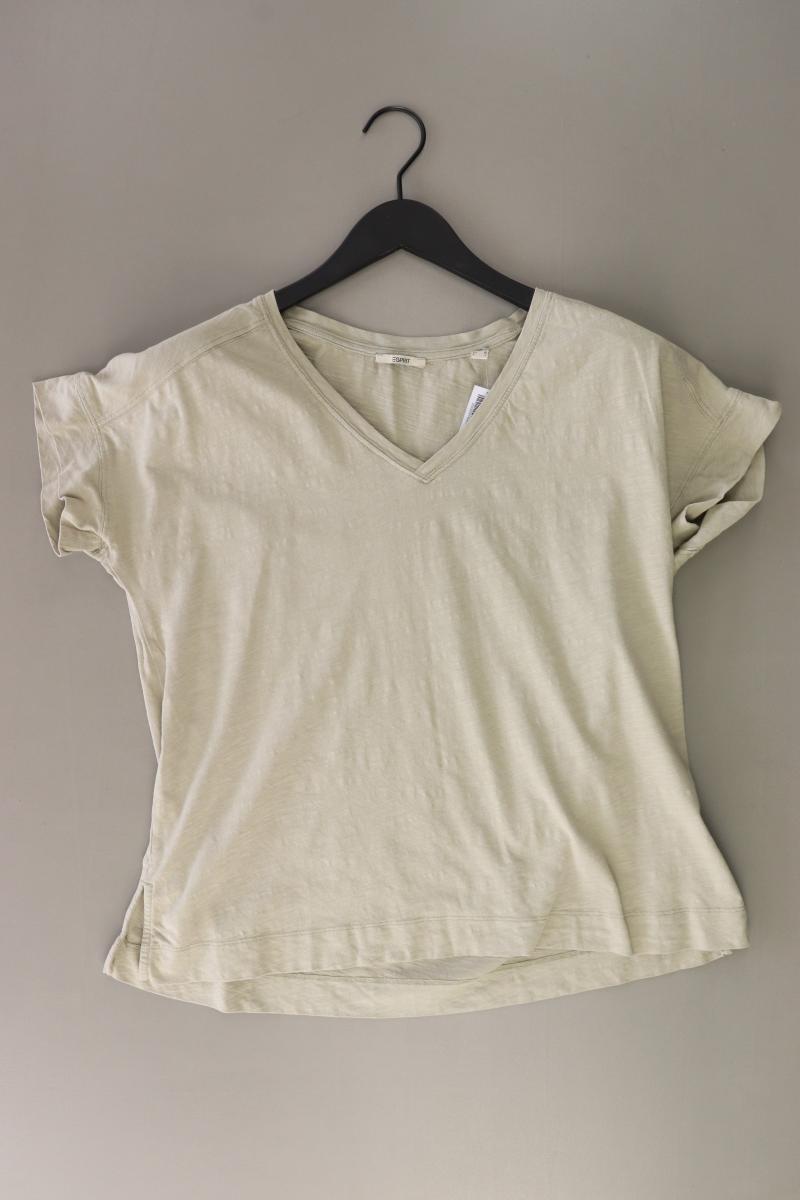 Esprit Shirt mit V-Ausschnitt Gr. M Kurzarm grün aus Baumwolle