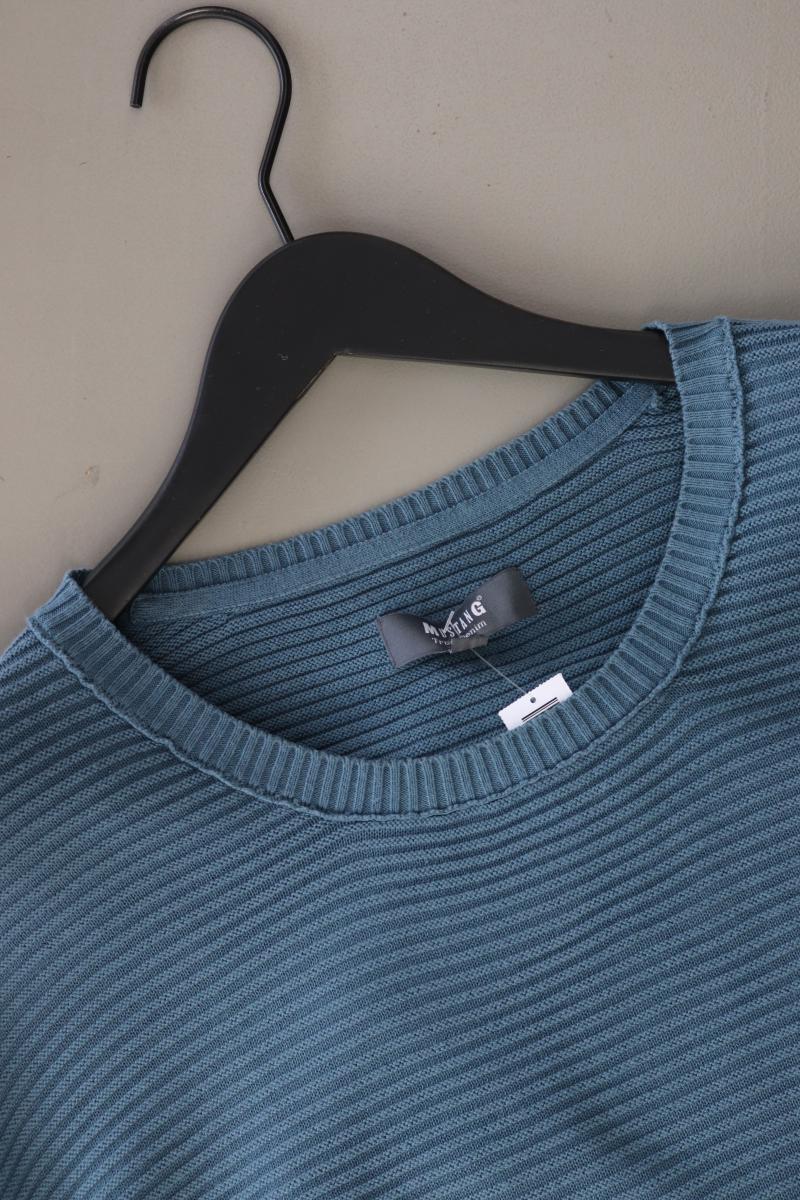 Mustang Grobstrickpullover für Herren Gr. XXL blau aus Baumwolle