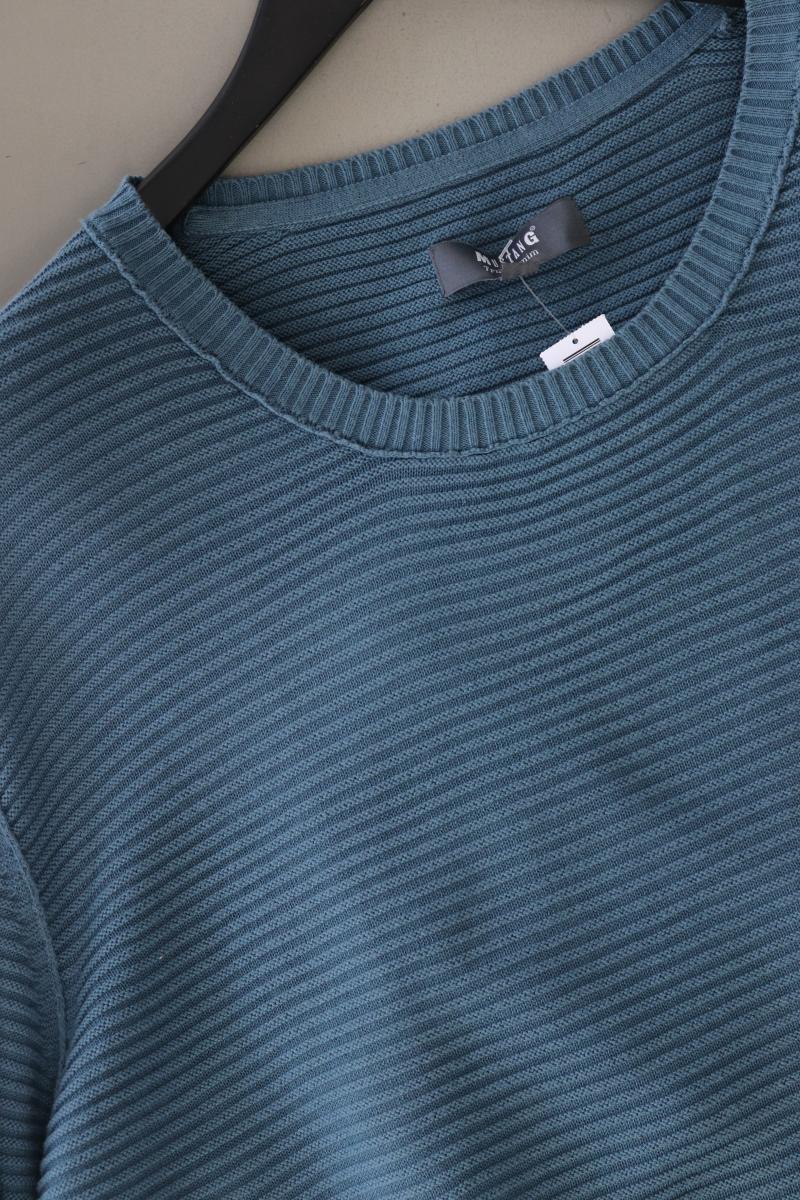 Mustang Grobstrickpullover für Herren Gr. XXL blau aus Baumwolle