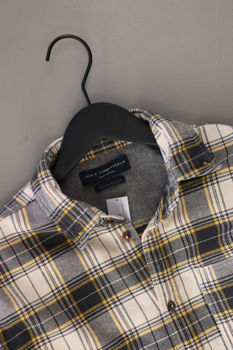 Jack & Jones Karohemd für Herren Gr. M kariert Langarm creme aus Baumwolle