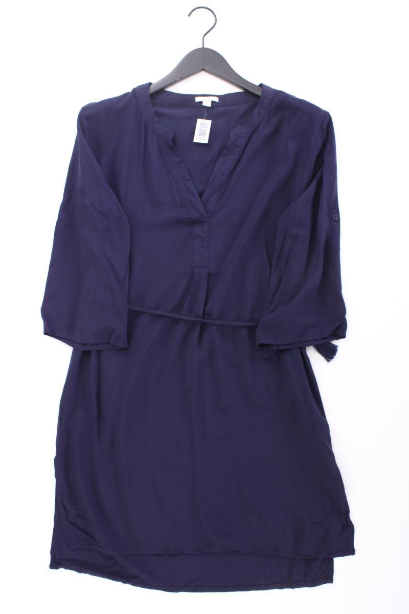 Esprit Midikleid Gr. M mit Gürtel 3/4 Ärmel blau aus Viskose