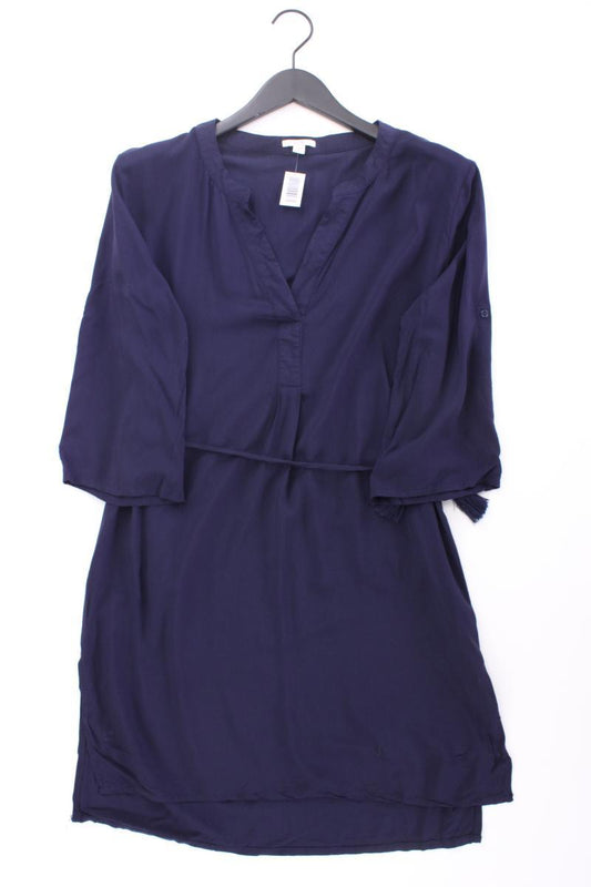 Esprit Midikleid Gr. M mit Gürtel 3/4 Ärmel blau aus Viskose