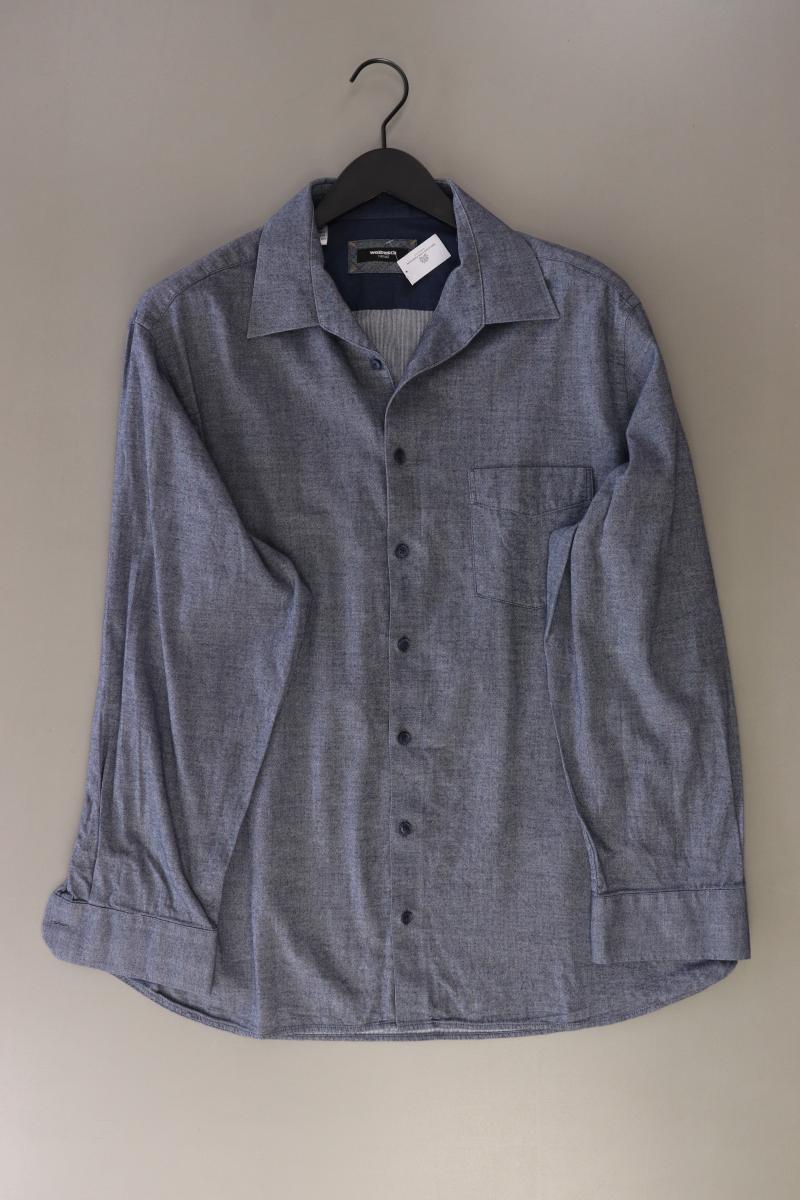 Walbusch Langarmhemd für Herren Gr. Hemdgröße 43/44 blau aus Baumwolle