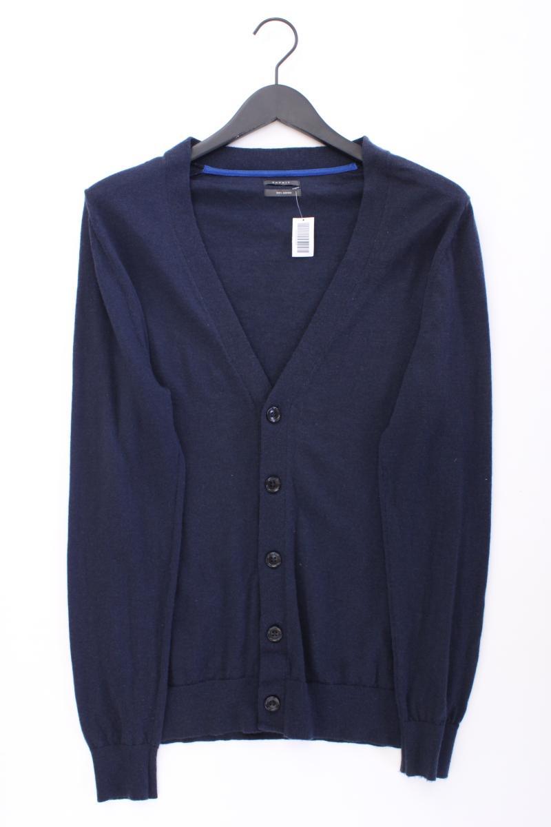 Esprit Strickjacke für Herren Gr. M Langarm blau aus Wolle