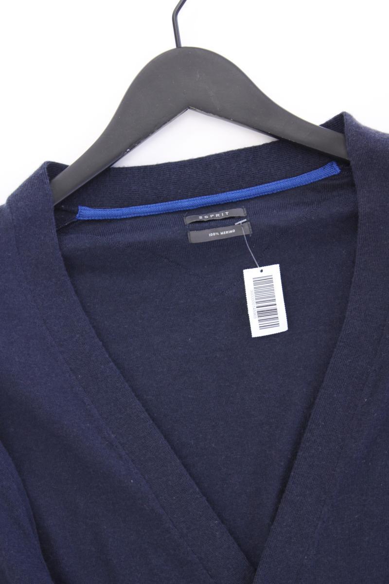 Esprit Strickjacke für Herren Gr. M Langarm blau aus Wolle