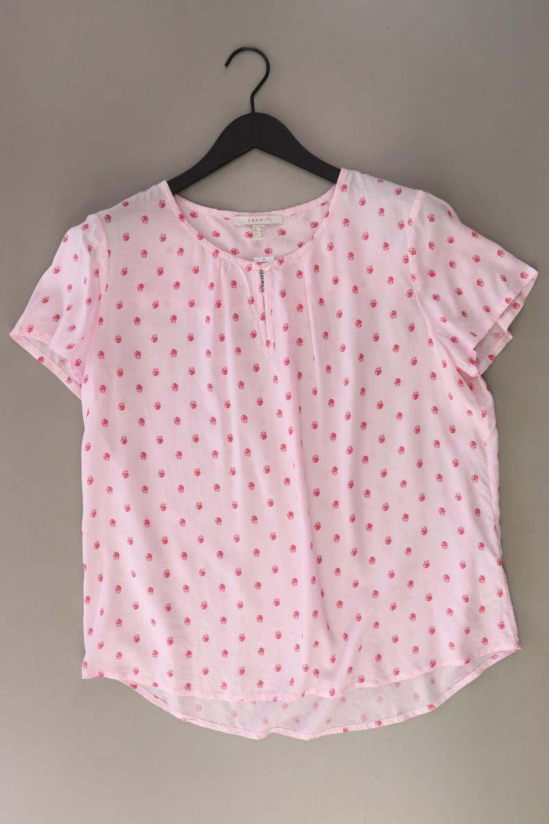 Esprit Bluse mit Erdbeermuster Gr. 40 Kurzarm rosa aus Viskose