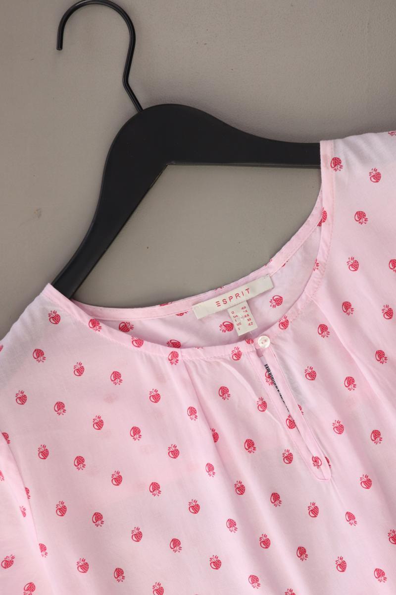 Esprit Bluse mit Erdbeermuster Gr. 40 Kurzarm rosa aus Viskose
