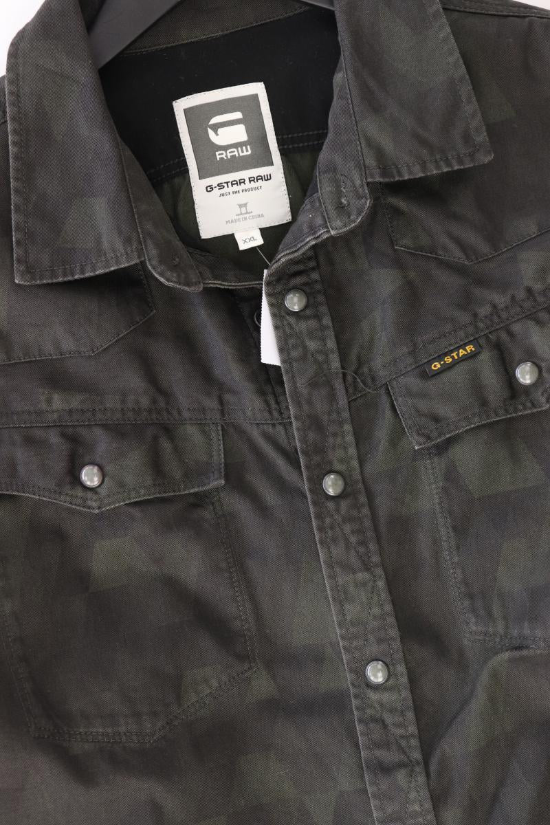 G-Star RAW Langarmhemd für Herren Gr. XXL camouflage olivgrün aus Baumwolle