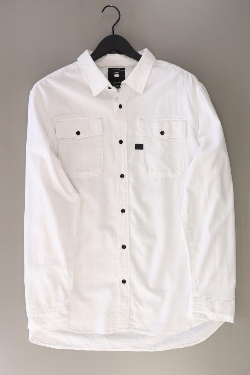 G-Star RAW Langarmhemd für Herren Gr. XXL weiß aus Baumwolle