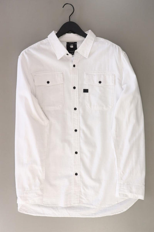 G-Star RAW Langarmhemd für Herren Gr. XXL weiß aus Baumwolle
