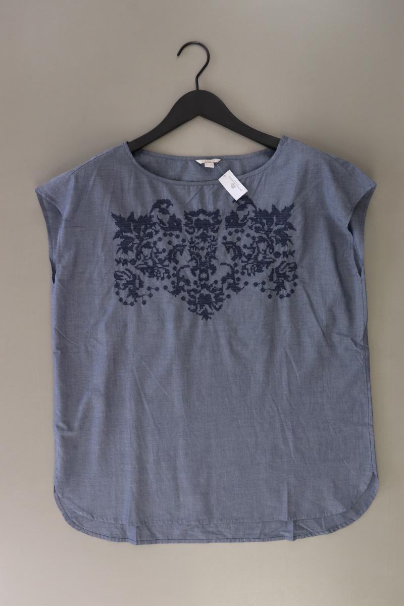 Esprit Kurzarmbluse Gr. 40 blau aus Baumwolle