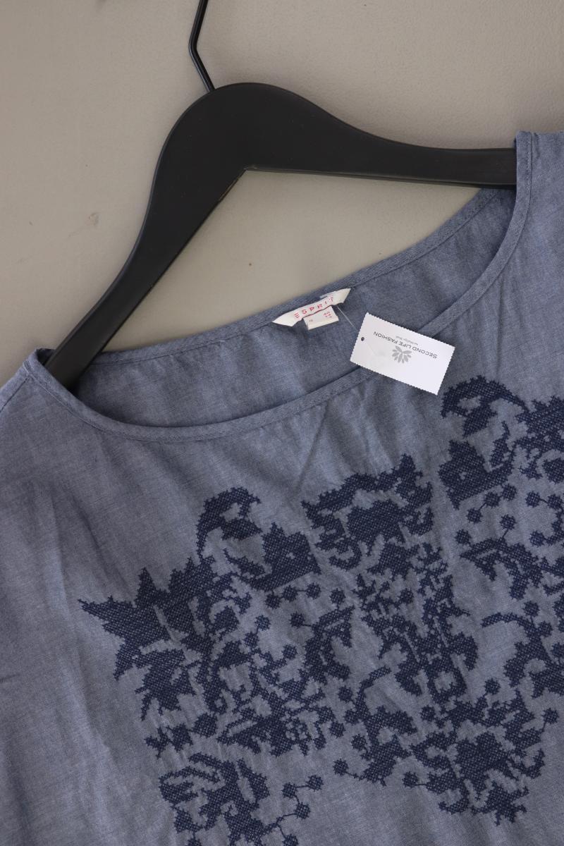 Esprit Kurzarmbluse Gr. 40 blau aus Baumwolle