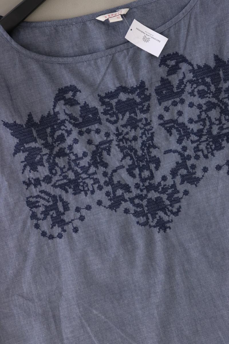 Esprit Kurzarmbluse Gr. 40 blau aus Baumwolle