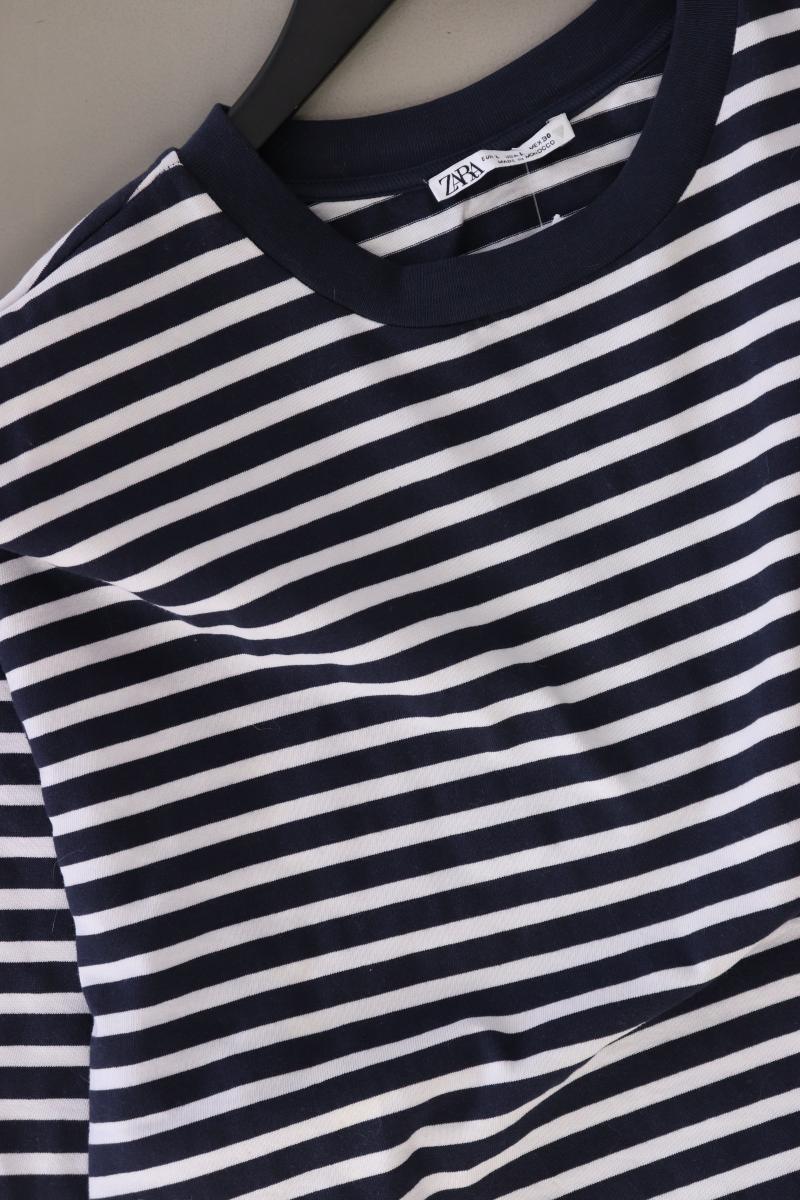 Zara Ringelshirt Gr. L gestreift Kurzarm blau aus Baumwolle