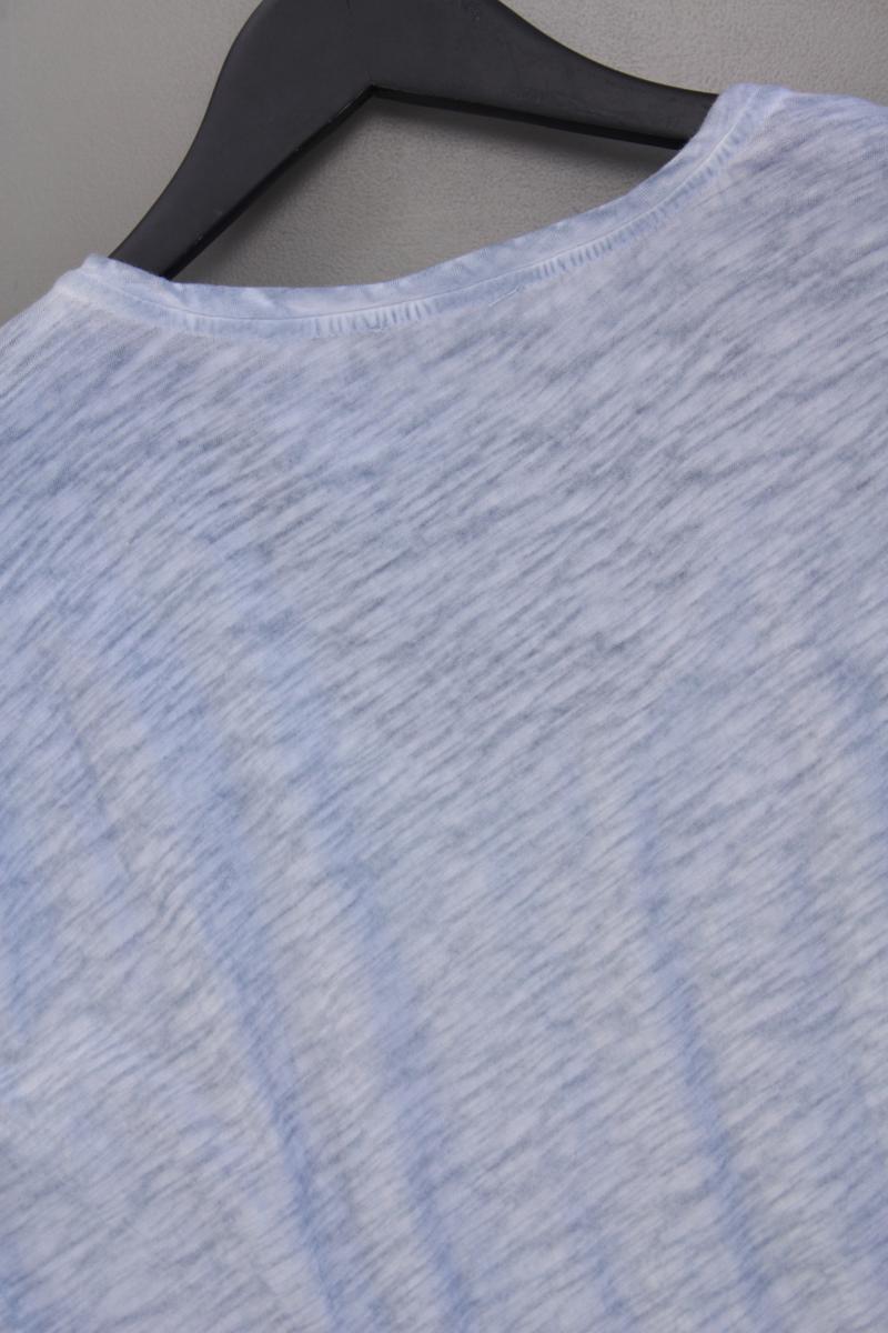 Biba Shirt mit V-Ausschnitt Gr. L Kurzarm mit Pailletten blau aus Baumwolle
