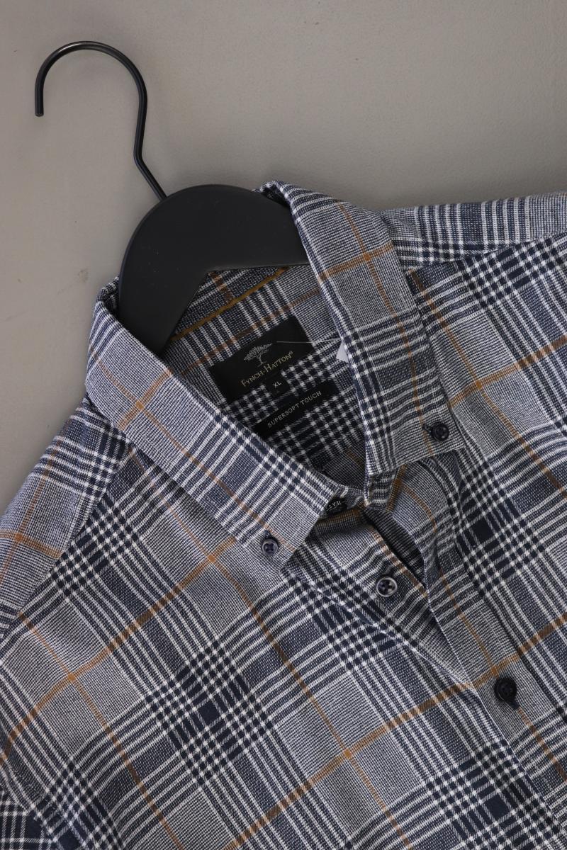 Fynch Hatton Karohemd für Herren Gr. XL kariert Langarm grau aus Baumwolle