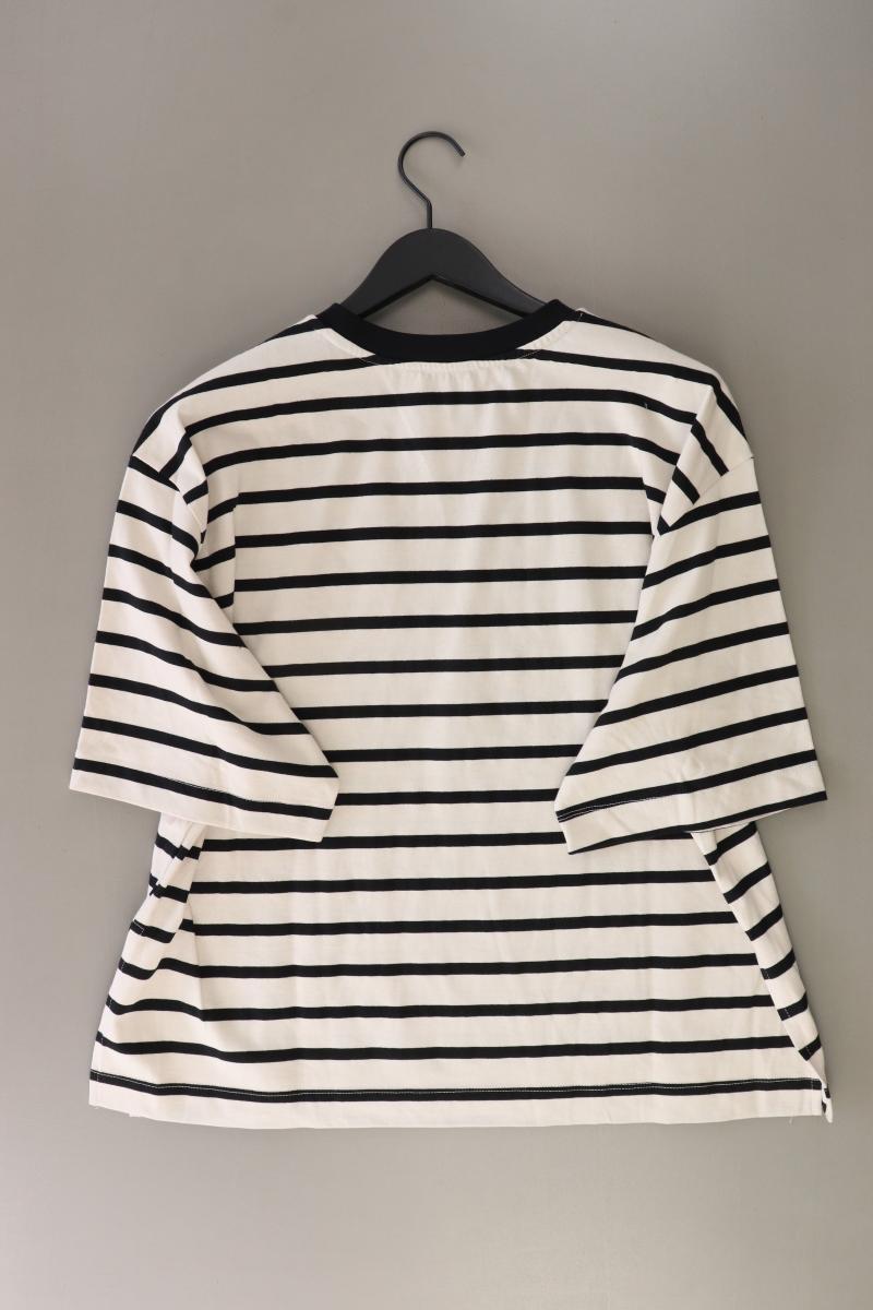 Zara Ringelshirt Gr. L gestreift Kurzarm creme aus Baumwolle