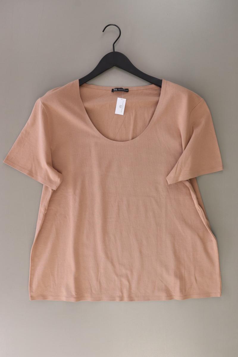 Zara T-Shirt Gr. XL Kurzarm braun aus Baumwolle