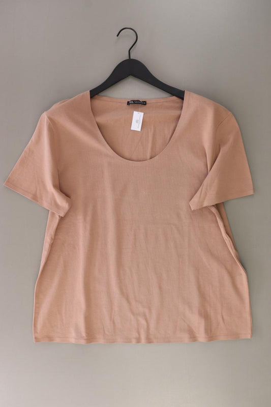 Zara T-Shirt Gr. XL Kurzarm braun aus Baumwolle