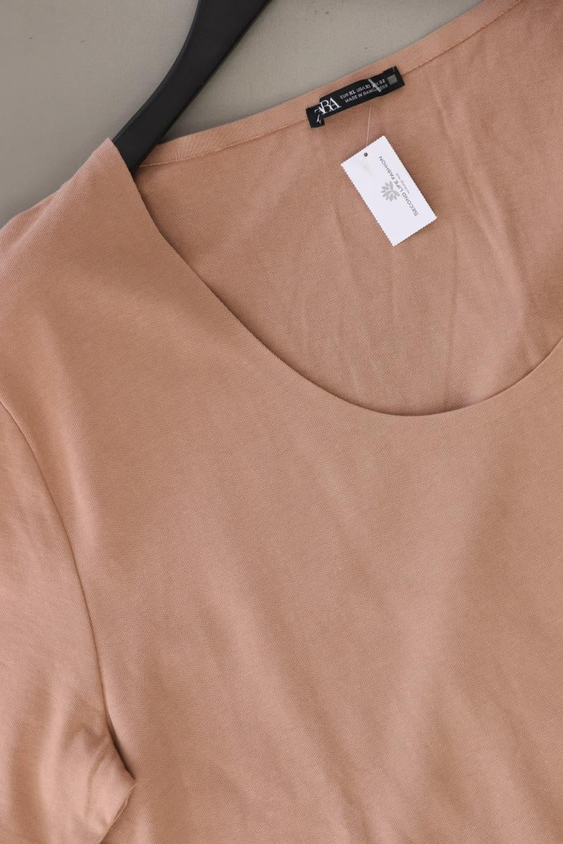 Zara T-Shirt Gr. XL Kurzarm braun aus Baumwolle