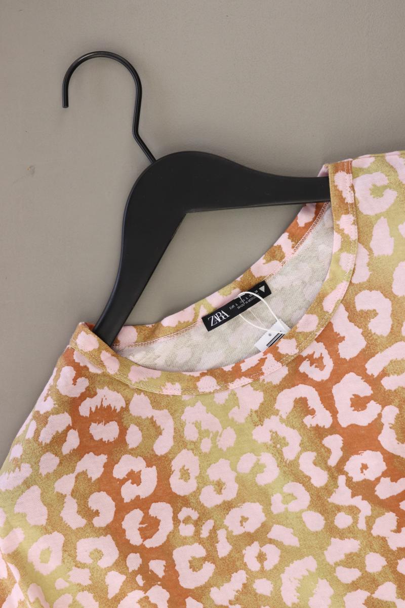 Zara Printshirt Gr. L mit Tierdruck neuwertig Kurzarm mehrfarbig aus Baumwolle
