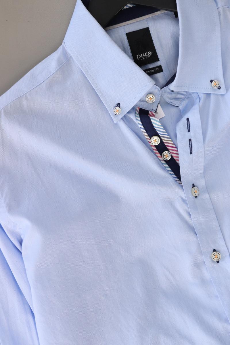 Pure Hatico Langarmhemd für Herren Gr. XL blau aus Baumwolle