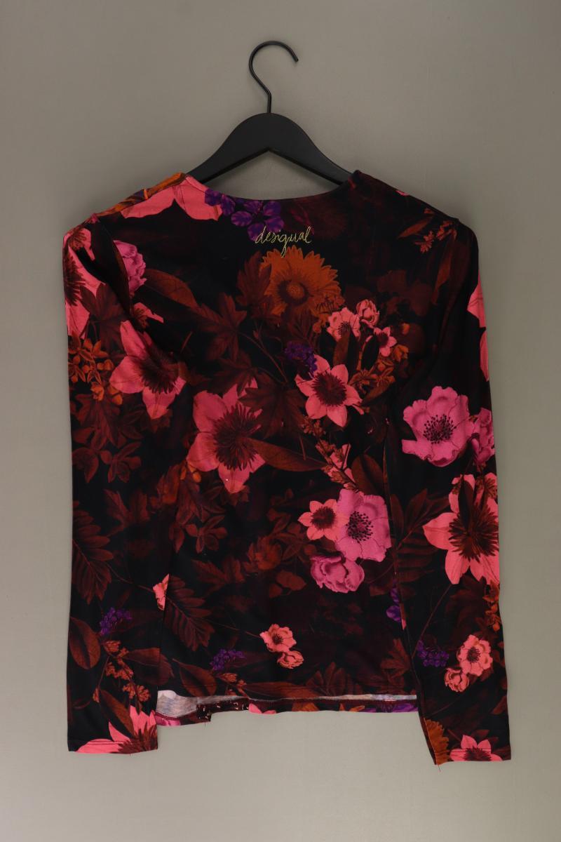 Desigual Shirt mit V-Ausschnitt Gr. XL mit Blumenmuster Langarm rot aus Viskose