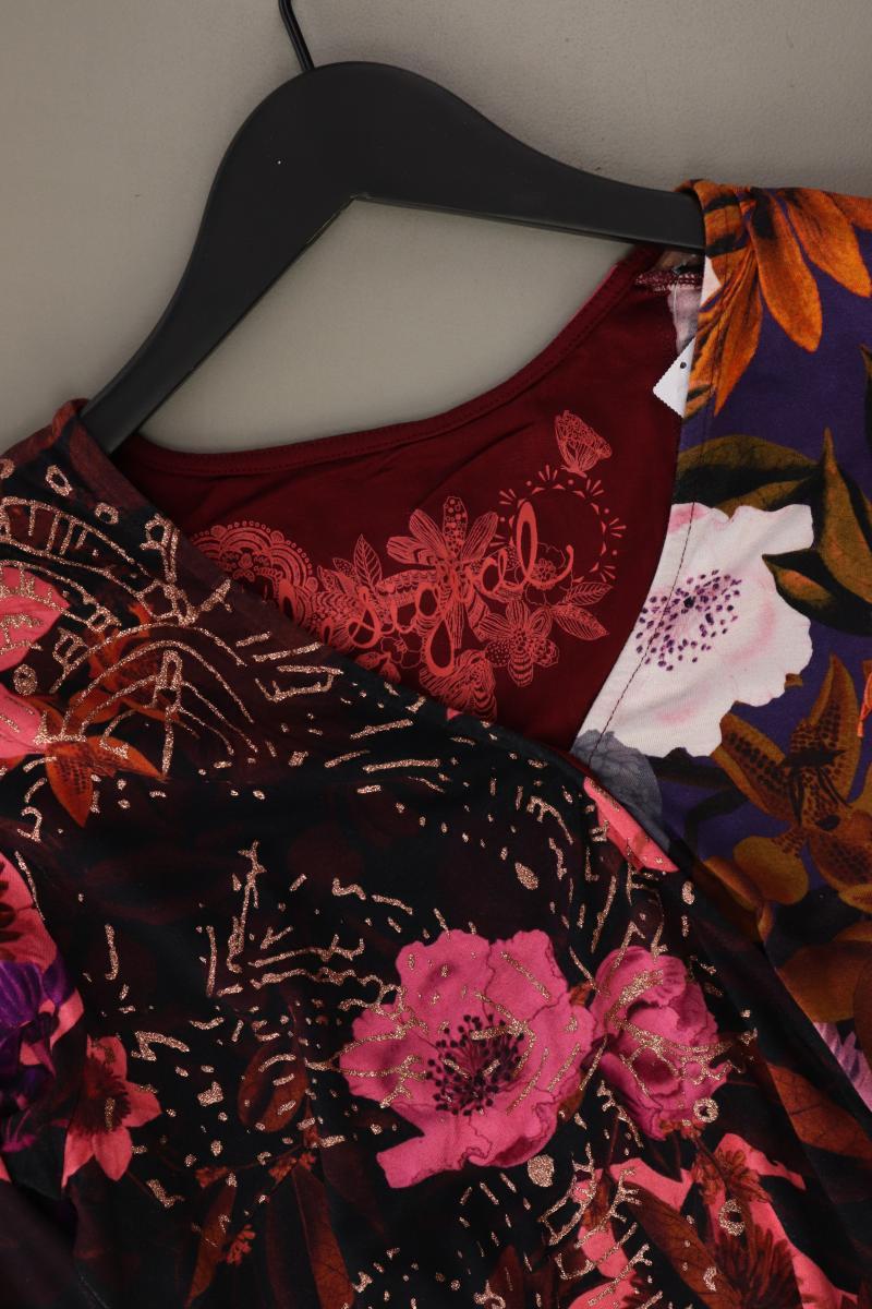Desigual Shirt mit V-Ausschnitt Gr. XL mit Blumenmuster Langarm rot aus Viskose