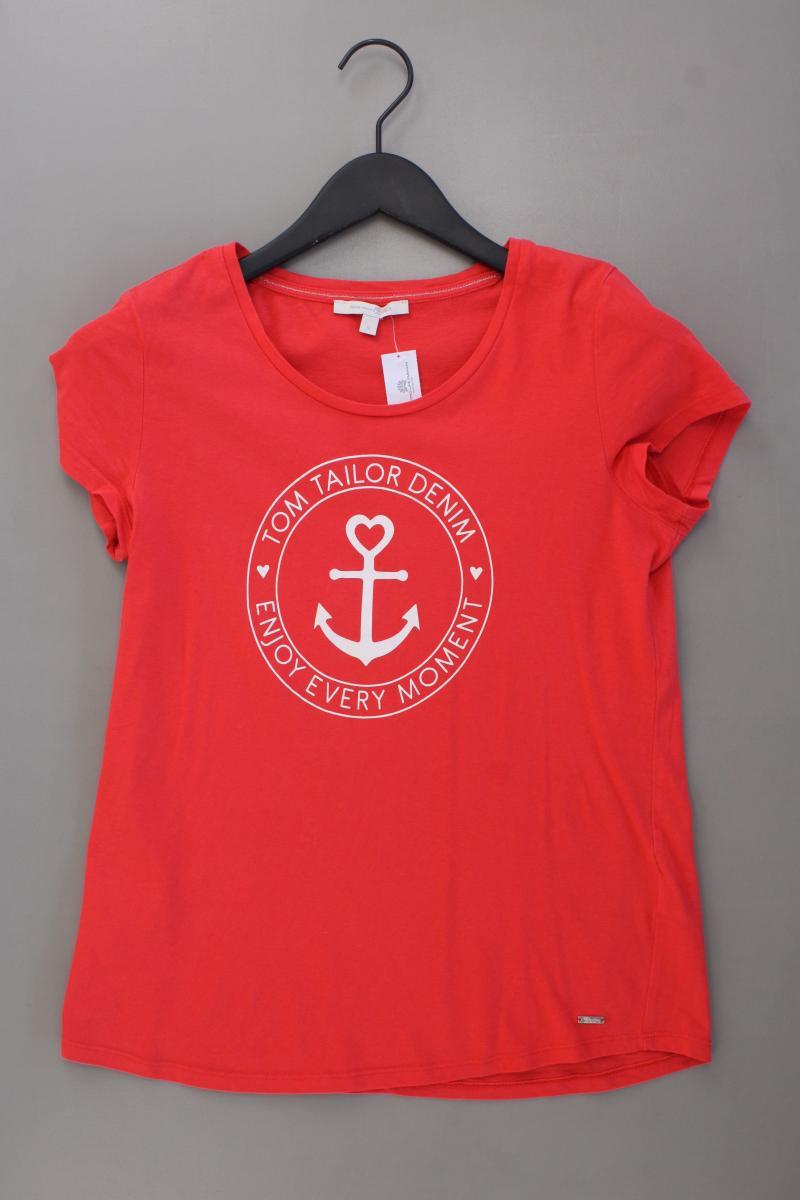 Tom Tailor (Denim) Printshirt Gr. S Kurzarm rot aus Baumwolle
