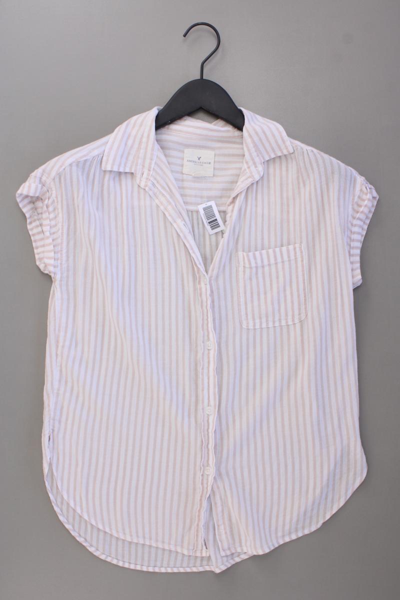 American Eagle Outfitters Kurzarmbluse Gr. XS gestreift creme