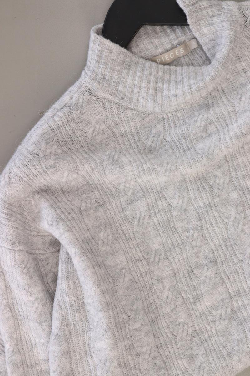 Pieces Zopfpullover Gr. L grau aus Polyester