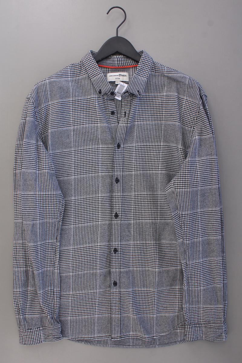 Tom Tailor (Denim) Langarmhemd für Herren Gr. XXL hahnentritt grau aus Baumwolle