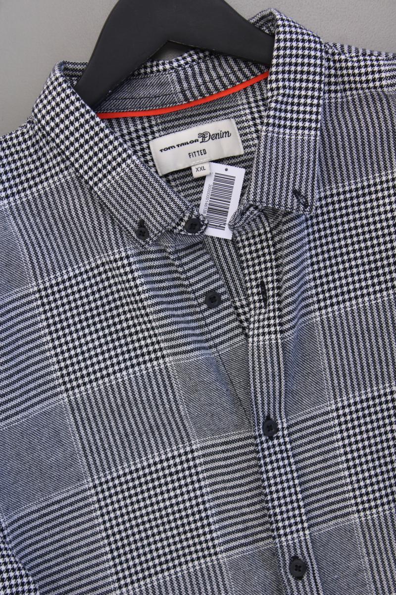 Tom Tailor (Denim) Langarmhemd für Herren Gr. XXL hahnentritt grau aus Baumwolle