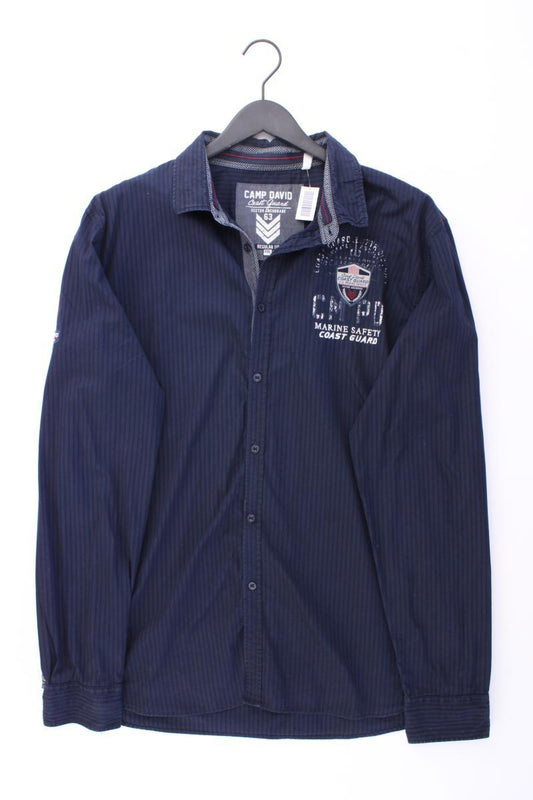 Camp David Langarmhemd für Herren Gr. XXL blau aus Baumwolle